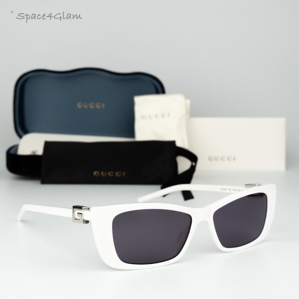 Gucci Women Sunglasses White Grey Cat Eye GG1681S 006 BRAND NEW